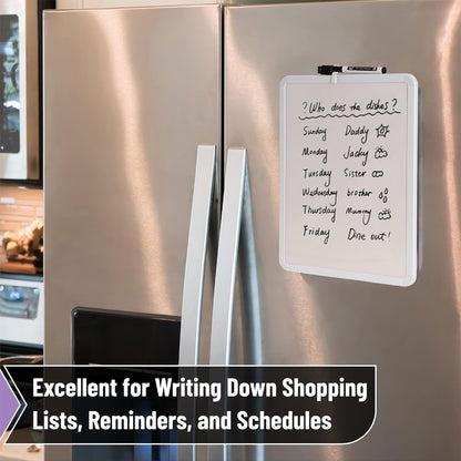 Mr. Pen- Dry Erase Board, 14” x 11” with a Black Dry Erase Marker, White Frame, Small Mini White Board for Students, Fridge, Wall, Locker, Includes Double Sided Tapes