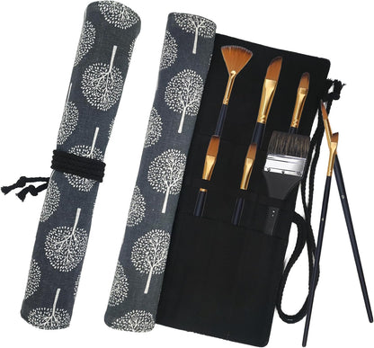 Funny live Paint Brush Holder Art Supplies, Artist Brush Holder & Art Supply Storage Organizer Roll-Up Case Bag, Protect Acrylic Oil Watercolor Paintbrushes (Peony-20 Slot Pockets)
