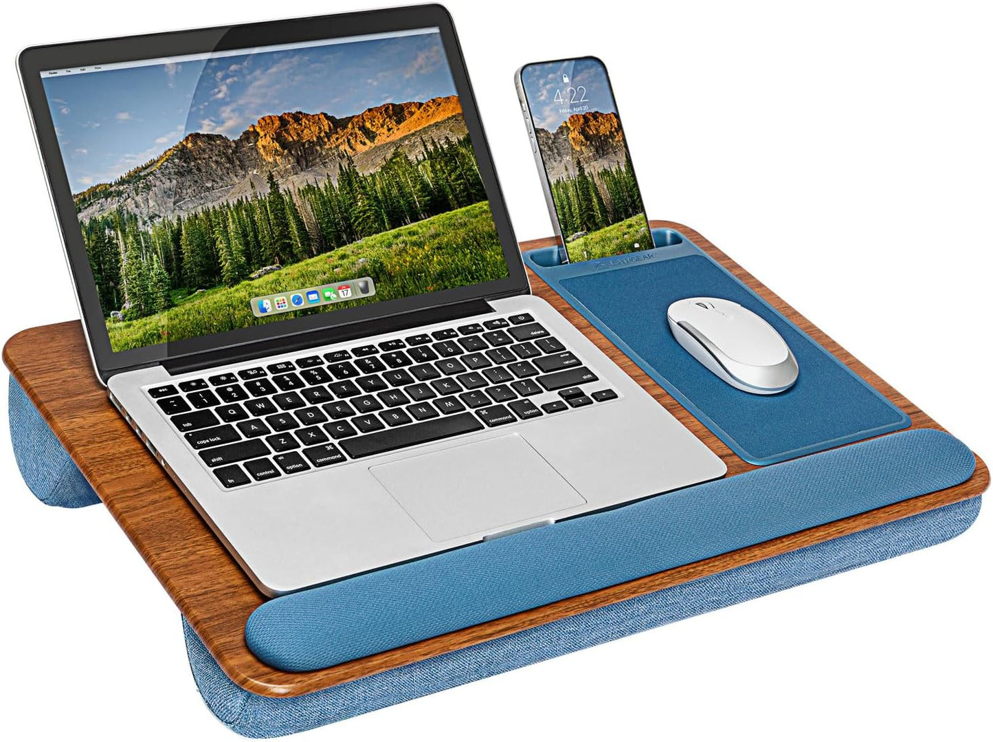 LAPGEAR Home Office Lap Desk with Device Ledge, Mouse Pad, and Phone Holder - Black Carbon - Fits up to 15.6 Inch Laptops - Style No. 91588