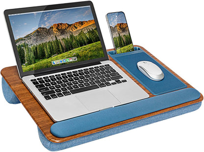 LAPGEAR Home Office Lap Desk with Device Ledge, Mouse Pad, and Phone Holder - Black Carbon - Fits up to 15.6 Inch Laptops - Style No. 91588