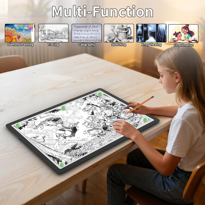 TOHETO Rechargeable A2 Light Pad for Diamond Painting 25.2''x18.4'', Magnetic Diamond Art Light Board, Wireless Lightbox for Tracing and Drawing, Cordless LED Light Table for Sketching, Weeding Vinyl