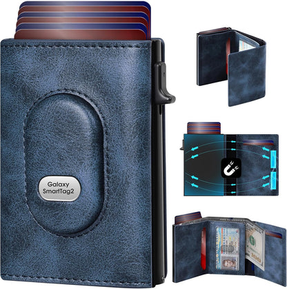 GAOCHALE Mens Wallet for Samsung Smarttag2 Pop up Card Holder Compatible with Samsung Tag RFID Blocking Wallet for Men 10-14 Card Capacity | ID Window | Cash Slot(Carbon)