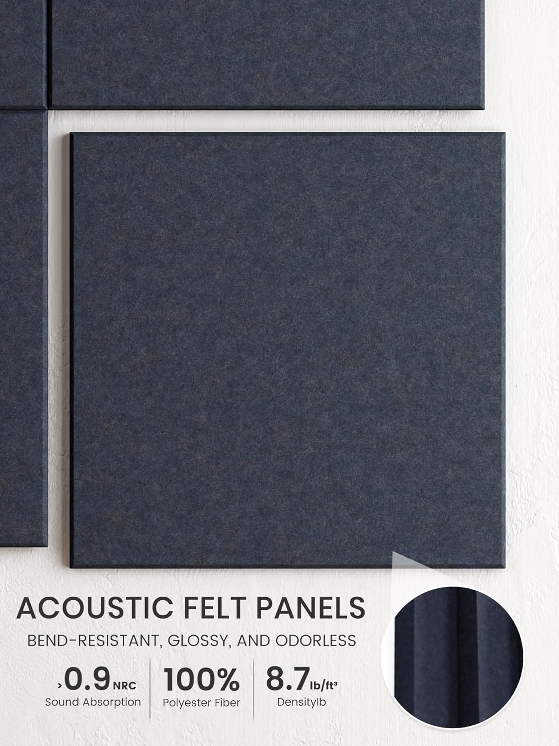Bumusty Large Cork Board Alternative-48 x 36" Felt Bulletin Board Tiles, with 30 Pushpins, 70 Adhesive Tabs, Bold-Stripe 12-Pack, Cork Boards for Office Push Pin Board Felt Board-Carbon Blue