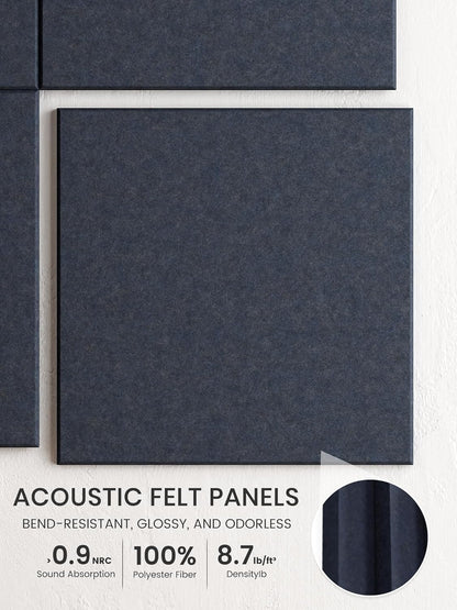 Bumusty Large Cork Board Alternative-48 x 36" Felt Bulletin Board Tiles, with 30 Pushpins, 70 Adhesive Tabs, Bold-Stripe 12-Pack, Cork Boards for Office Push Pin Board Felt Board-Carbon Blue
