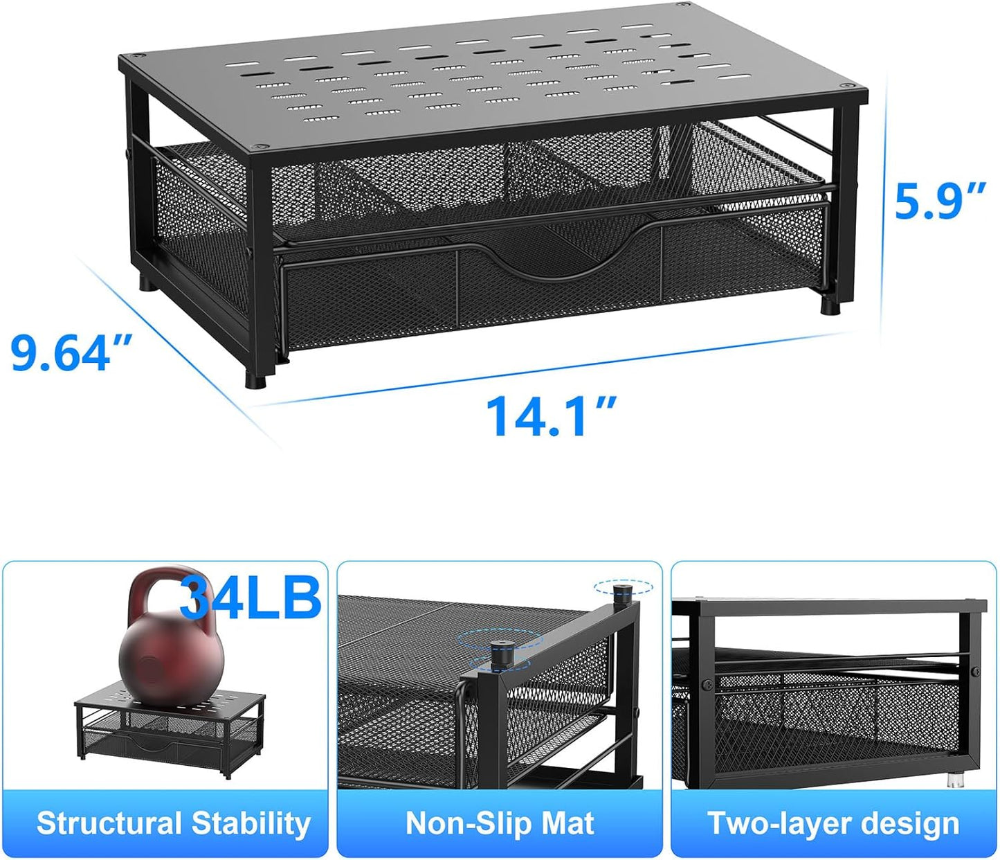 gianotter Computer Monitor Stand Riser, office organizer with Drawer, Office Organizers Storage for Classroom Office Supplies (Wood)