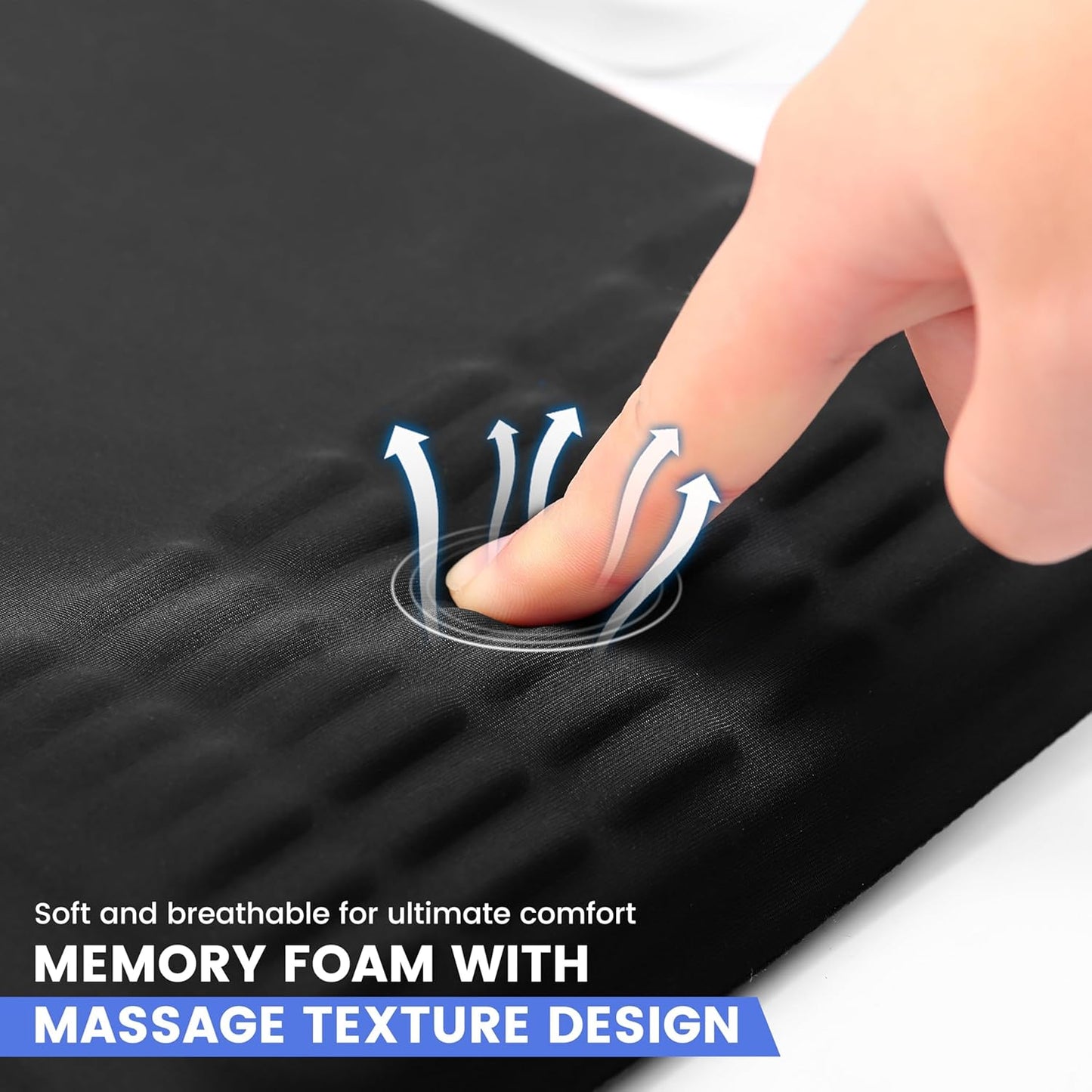 MEKASS Ergonomic Mouse Pad with Wrist Rest, Mouse Pad with Wrist Support for Pain Relief, Memory Foam Mousepad with Massage Design, Non-Slip PU Base for Office, Home, Desk (Classic Black)
