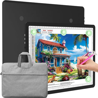 Elice Magnetic A4 Light Board for Diamond Painting, Ultra-Thin Tracing LED Light Box with Side Buttons, Super Bright Diamond Art Light Pad, Light Table for Drawing, Sketching, Weeding Vinyl - Black