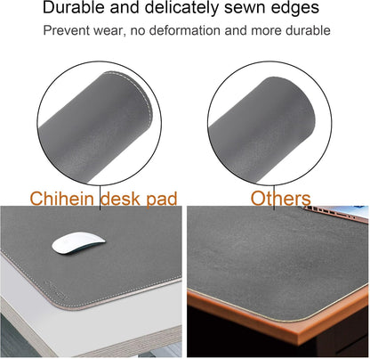 Chihein 2XL 35" x 16" Cork & PU Leather Desk Mat, Dual Sided Desk Pad Protector, Waterproof Writing Blotter for Gaming, Office, Home (Black)