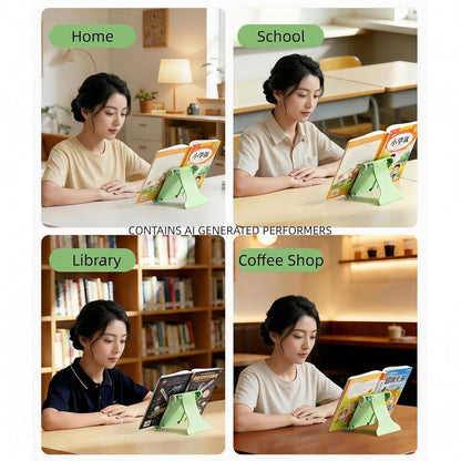 Travel Mini Book Holders for Reading Hands Free - Portable and Adjustable Book Stand for Reading, Two-in-one (Ideal for Light Books & Tablets – Not for Heavy Hardcovers | White)