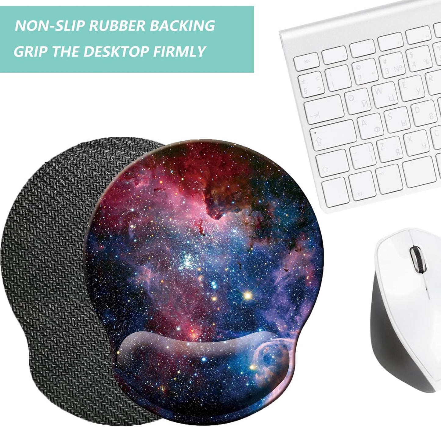 Mouse Pad with Wrist Support, Ergonomic Mouse Pad with Memory Foam Wrist Rest Cushion, Non-Slip Rubber Base Gaming Mice Pad for Home Office Computer Laptop, Flowers Grass
