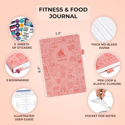 Clever Fox Fitness & Food Journal – Nutrition & Workout Planner for Women & Men – Diet & Gym Exercise Log Book with Calendars, Diet & Training Trackers - Undated, A5 Size, Hardcover (Forest Green)