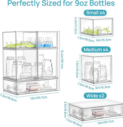 Vtopmart Stackable Storage Drawers Set of 3,Clear Plastic Organizer Bins for Makeup, Cosmetics, Beauty Supplies,Ideal for Vanity, Bathroom,Cabinet,Pantry Organization