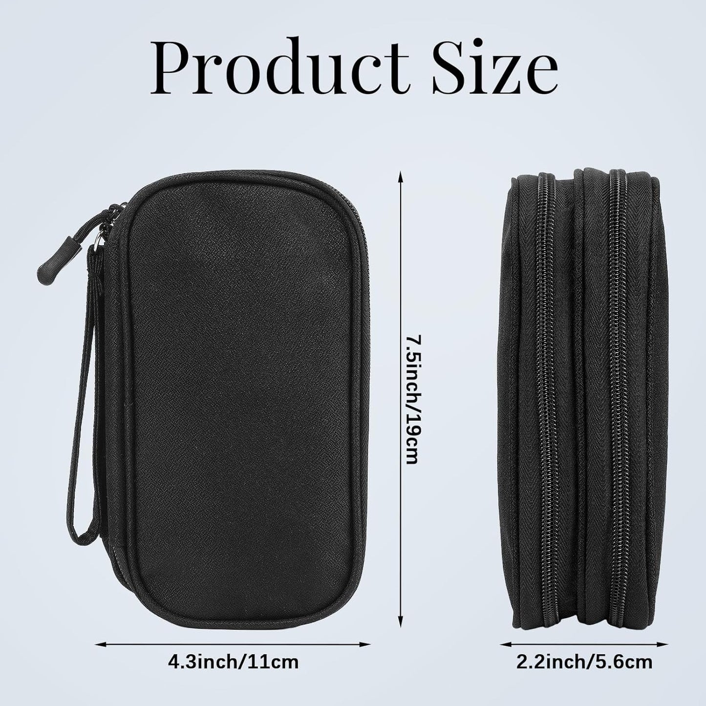 Travel Electronics Pouch Bag, Black Electronics Accessories Organizer Bag, Travel Cable Organizer Pouch for Charger Cord Phone Earphone Mouse