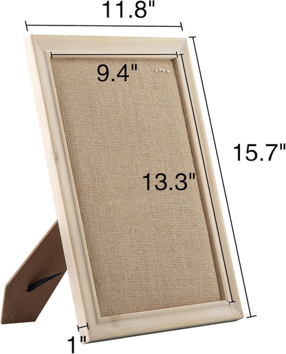 SOFE Cute Bulletin Board for Desk, 12"×16" Linen Pin Board, Farmhouse White Wood Frame, Fabric Memo Board/Vision Board Small, Photo Display Board for Office School Home Living Room