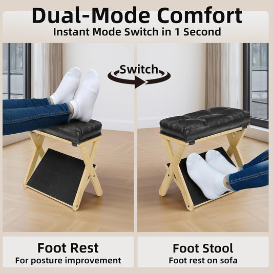 Double Step Foot Stool Under Desk, Wooden Foot Rest Under Desk with Non-Slip EVA Stepping Surface, Ergonomic Foot Stools for Under Office Desk, Enhances Posture,Home Office Gaming