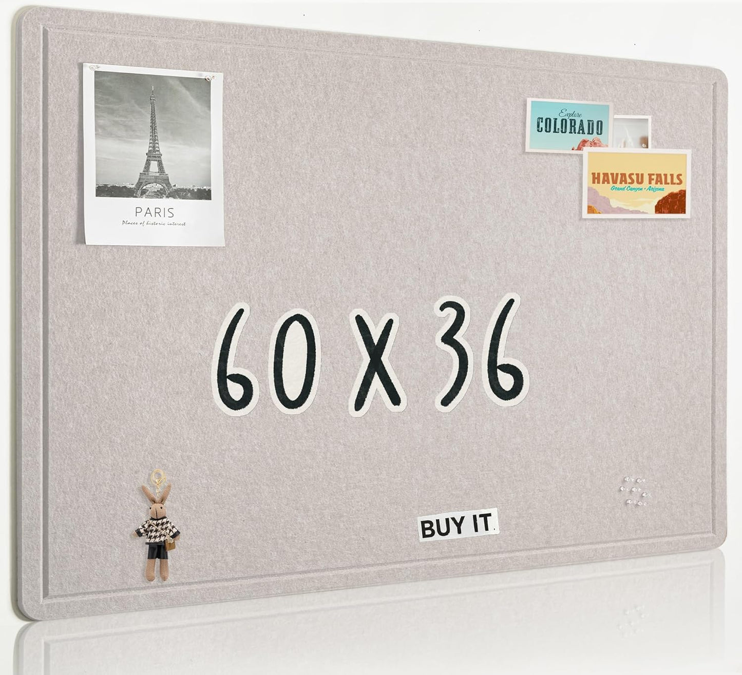 AKTOP Bulletin Board, 24" x 16" Foldable Felt Notice Pin Board for Wall, Decorative CorkBoard Photo Display Board with Self-Adhesive Tape, Vision Board Cork Board Alternative with 25 Pushpins - Latte