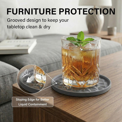 Silicone Coasters for Drinks[4 Pack]- Cup Mat for Tabletop Protection-Non-Slip, Non-Stick, Coffee Table Decor, Great Gift for Any Occasion, Black