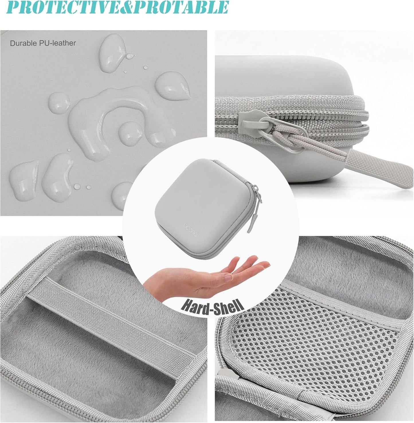Small Travel Carrying Storage Case, 4.4"x4.4" Charger Organizer, Pouch compatible with MacBook Power Adapter, Laptop Accessories Cables, Cords, USB Drives, Earphones