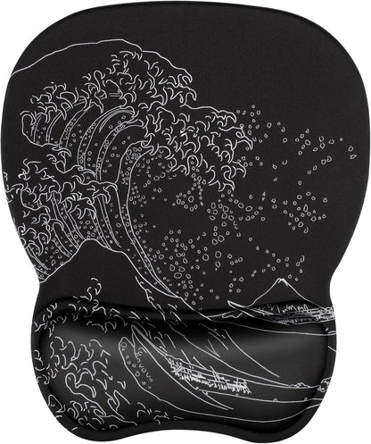 MROCO Ergonomic Mouse Pad with Gel Wrist Rest, Smooth Wrist Support Surface, Non-Slip PU Base for Pain Relief, Comfortable Mousepad for Computer, Laptop, Office & Home, 9.4 x 8.1 in, Black