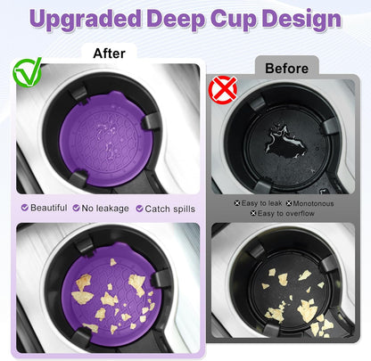 SINGARO Car Cup Holder Coaster, Silicone Cup Holder Insert, Universal Non-Slip Cup Holders, Car Accessories Interior for Women and Man Interior Sets 4 Pack Black