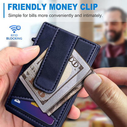 miyozi Airtag Wallet for Men Money Clip 9-Card Pop-Up Credit Card Holder with ID Window RFID Blocking Metal Case Magnetic Closure Front Pocket Wallet Gift Box | with Money Clip