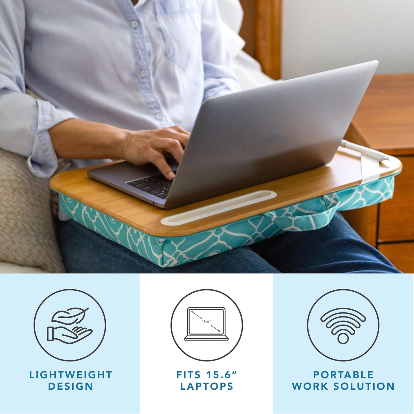 LAPGEAR Designer Lap Desk with Phone Holder and Device Ledge - Arrow Stripes - Fits up to 15.6 Inch Laptops - Style No. 45411