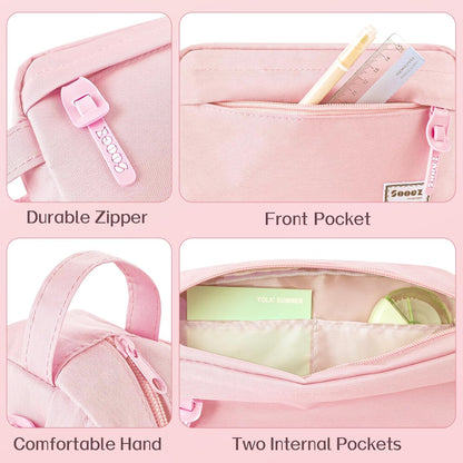 Sooez Original High Capacity Pencil Case, Big Pencil Bag Pouch Box Organizer Pen Case, Aesthetic Supply for Girls Adults, Portable Journaling Supplies with Easy Grip Handle & Loop, Mint Green