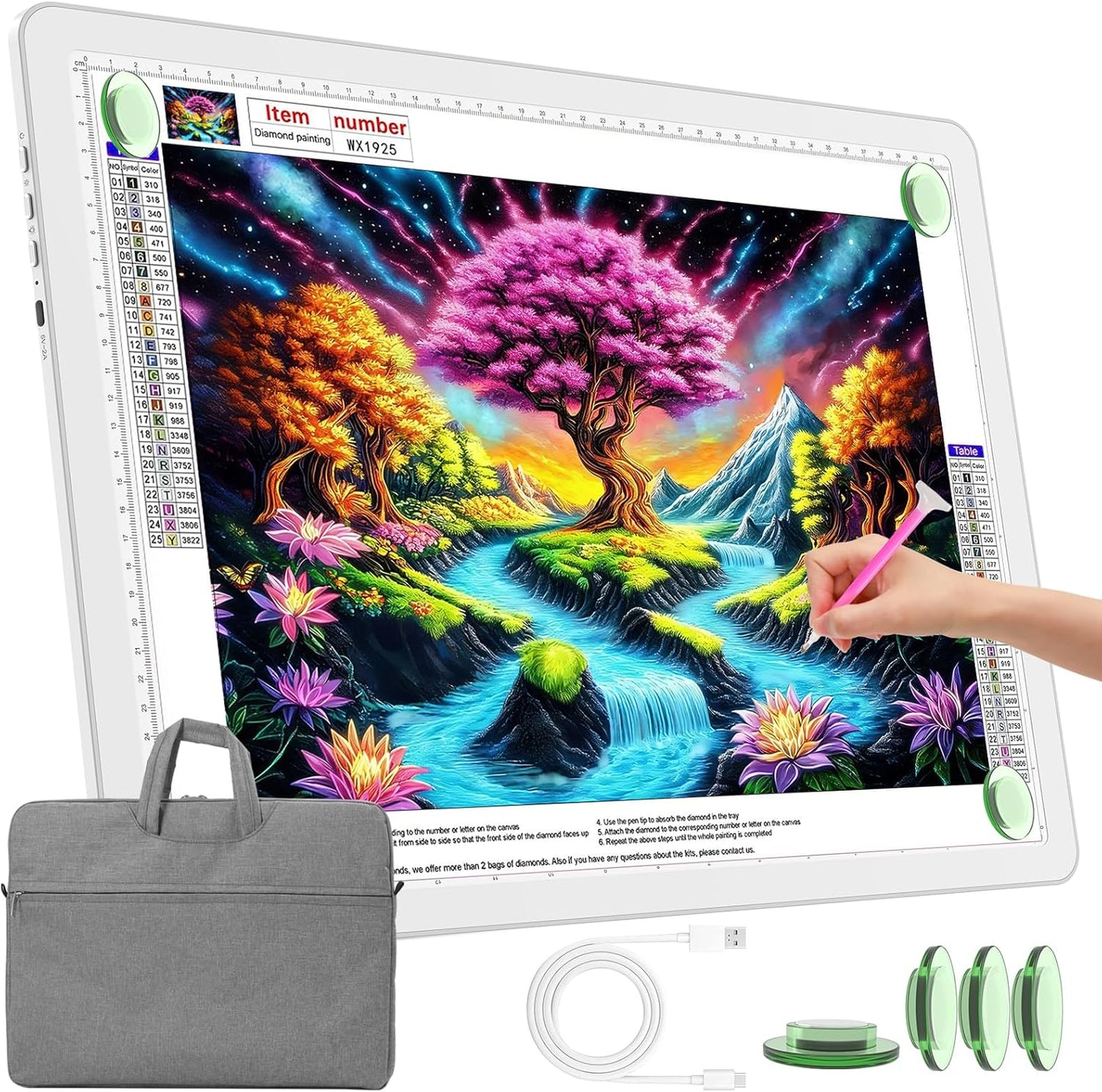 TOHETO Rechargeable A2 Light Pad for Diamond Painting 25.2''x18.4'', Magnetic Diamond Art Light Board, Wireless Lightbox for Tracing and Drawing, Cordless LED Light Table for Sketching, Weeding Vinyl