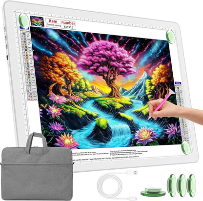 TOHETO Rechargeable A2 Light Pad for Diamond Painting 25.2''x18.4'', Magnetic Diamond Art Light Board, Wireless Lightbox for Tracing and Drawing, Cordless LED Light Table for Sketching, Weeding Vinyl