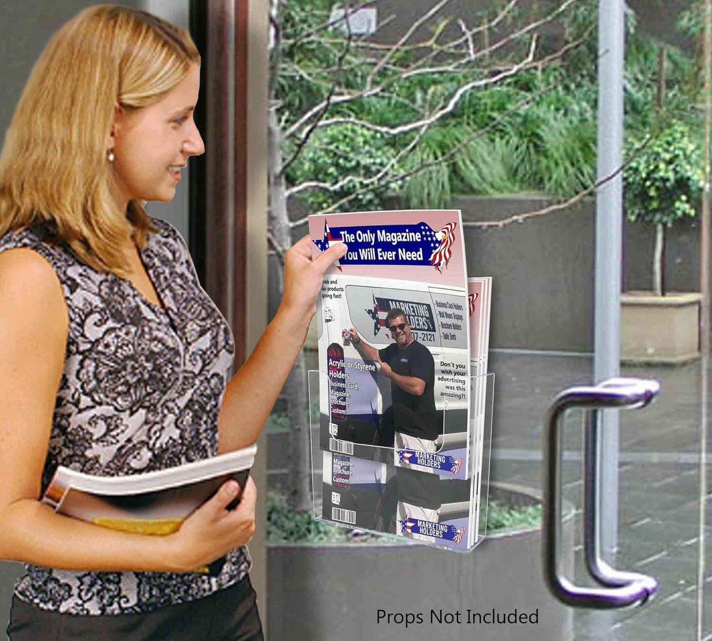 Marketing Holders 6 Pack Suction Cup Brochure Holder Holds 7.5 Inch Wide Literature or Brochures Window or Glass Wall Mount Display Indoor Graphic Images Amenity Flyers or Reference Sheet Racks
