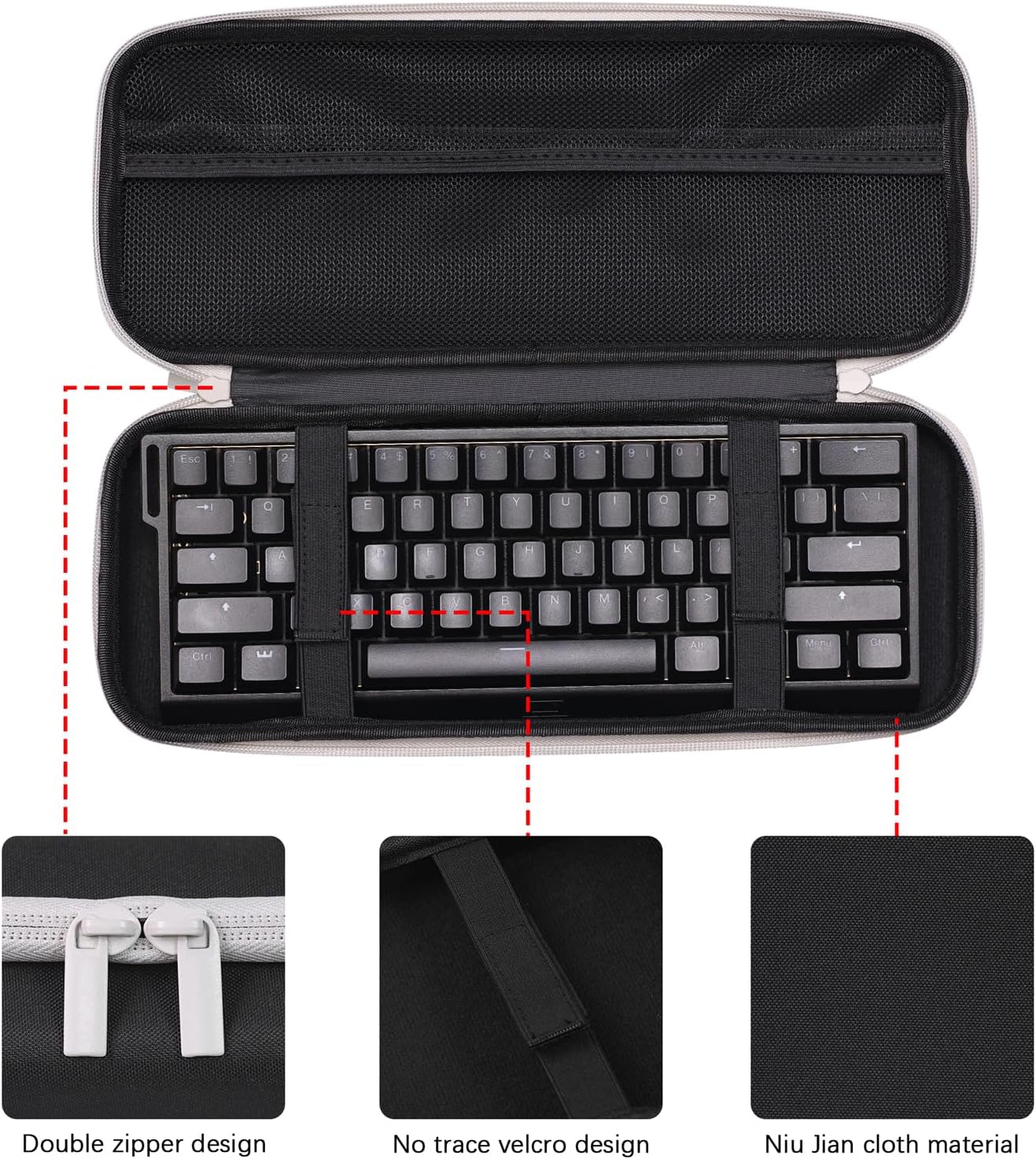 Chos 15.1x6.5-inch Black Keyboard Sleeve Wireless Keyboard Case Sleeve for Mechanical and Standard Keyboards Has Extra Pocket