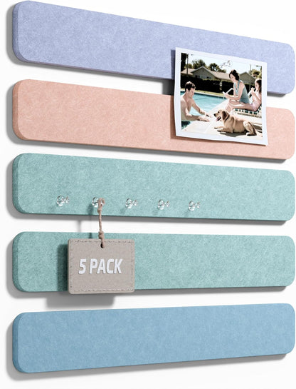 Fluxynara Cork Board Alternative Felt Strip Board 8-Pack 13"x2", Office Pin Board with 50 Push Pins, Adhesive Install for Bedroom Door & Home Office(Linen Dusk)