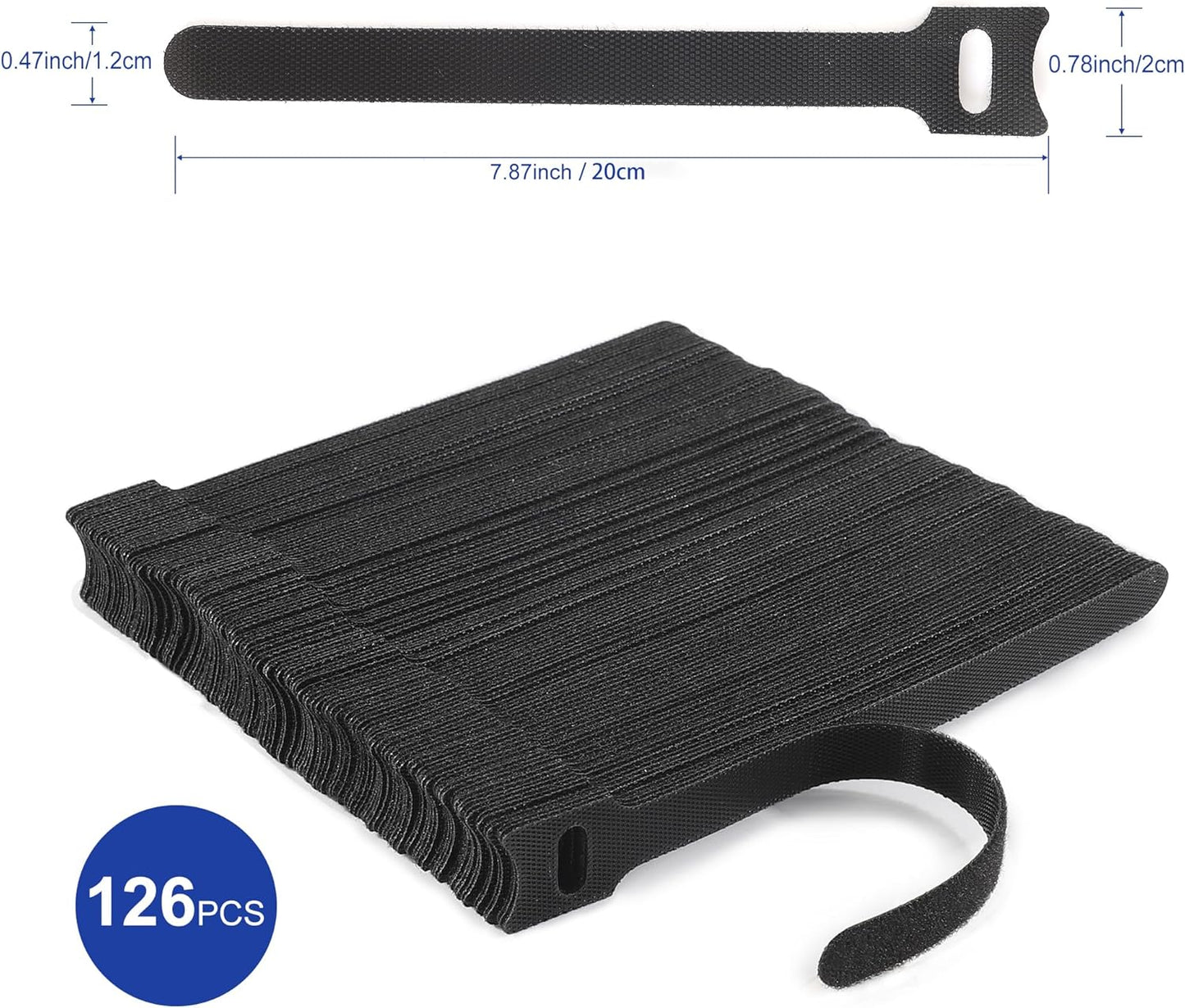 Nettbe Reusable Cable Ties, 60 PCS 8 Inches Adjustable Cord Straps Wire Organizer Cord Wrap and Hook Loop Cable Management