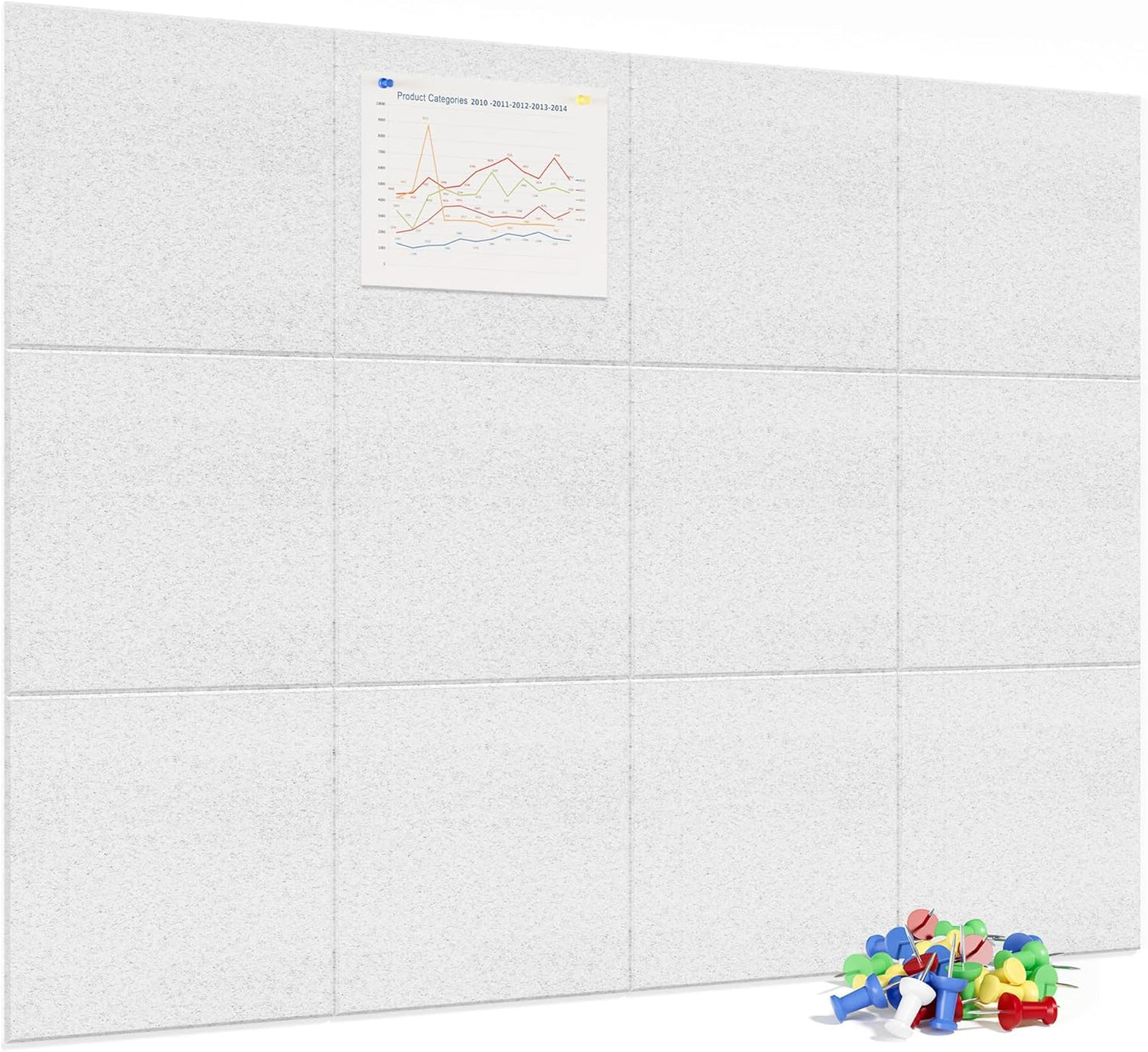 Neatsure Large Cork Board for Wall, Black Felt Bulletin Board with Pushpins, 36" x 24" 6 Panels Wall Tiles, Tack Push Pin Boards for Office
