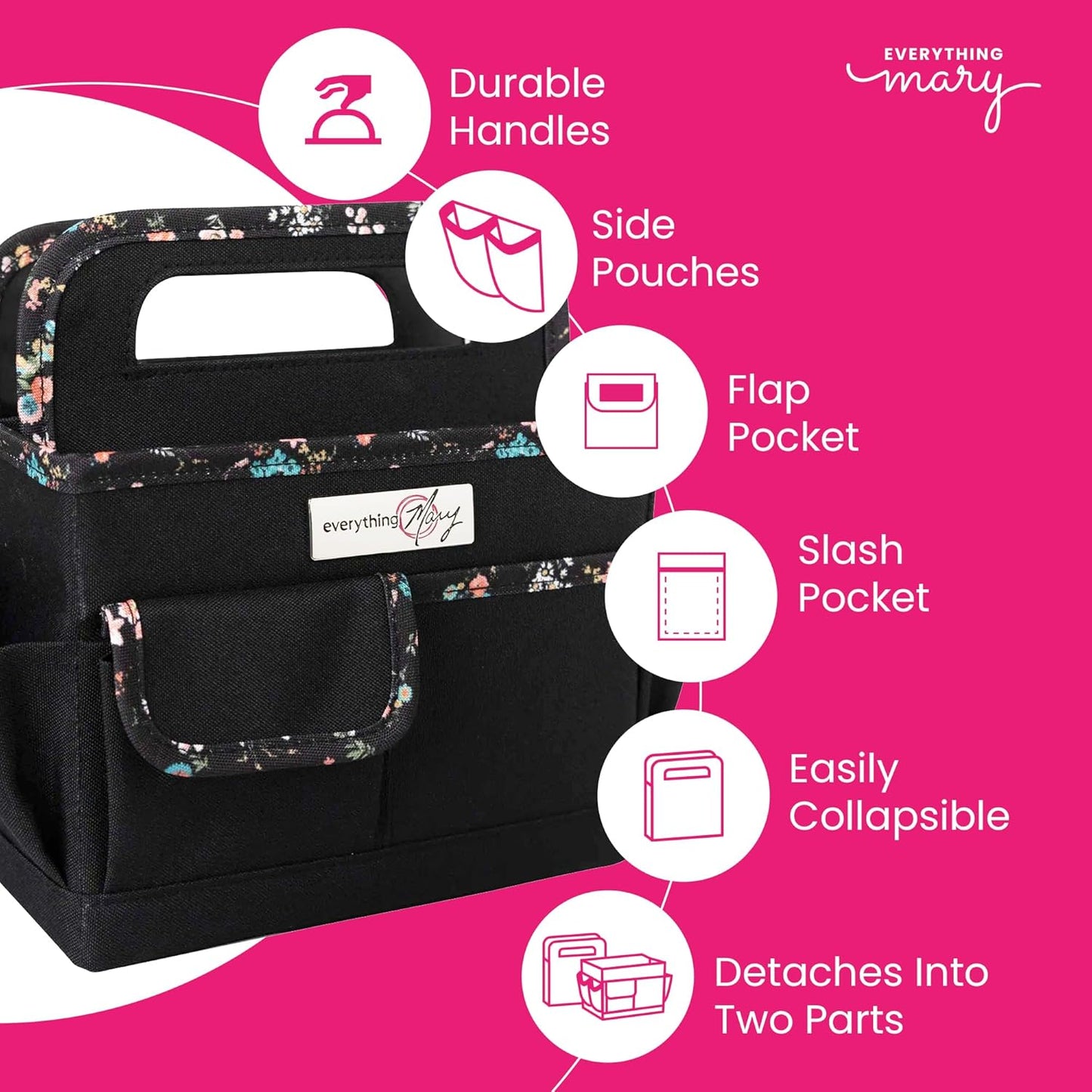 Everything Mary Craft Caddy, Tan Dot - Art Storage for Supplies & Crafts - Supply Organizers Tote for School Classroom, Office, and Home - Organization for Makeup & Nurses