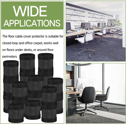 WILLBOND Carpet Cord Cover Cable Protector Floor Cover Cable Protector Management Only for Commercial Office Carpet(19.69 ft,Black)