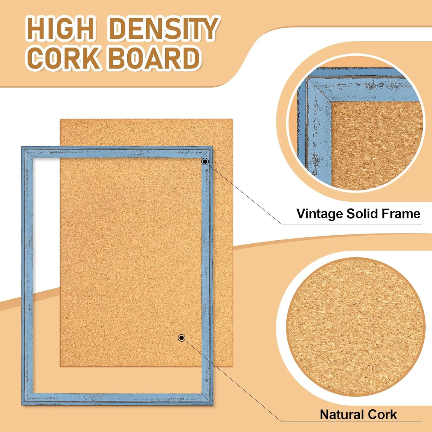 DOLLAR BOSS White Cork Board for Wall - 24 X 18 Inches, Rustic Wooden Frame Bulletin Board, Decorative Hanging Pin Board for Office & Home Decor