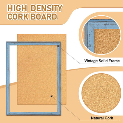 DOLLAR BOSS White Cork Board for Wall - 24 X 18 Inches, Rustic Wooden Frame Bulletin Board, Decorative Hanging Pin Board for Office & Home Decor
