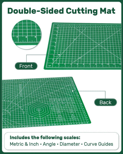 Self Healing Cutting Mat, 23" x 35", Double-Sided Rotary Cutting Mat for Sewing, Quilting, Scrapbooking, Fabric & Craft Cutting Board, (A1), Green