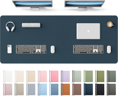 YSAGi Leather Desk Pad Protector, Office Desk Mat, Large Mouse Pad, Non-Slip PU Leather Desk Blotter, Waterproof Laptop Desk Writing Pad for Office and Home (23.6" x 13.8", Eggshell) - Colors A