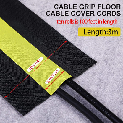 WILLBOND Carpet Cord Cover Cable Protector Floor Cover Cable Protector Management Only for Commercial Office Carpet(19.69 ft,Black)