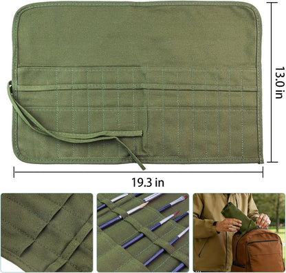 Paint Brush Holder, 22 Slots Premium Canvas Brush Organizer, Roll-Up Travel Brush Case for Watercolor, Acrylic, Oil Brushes & Art Supplies (Army Green)
