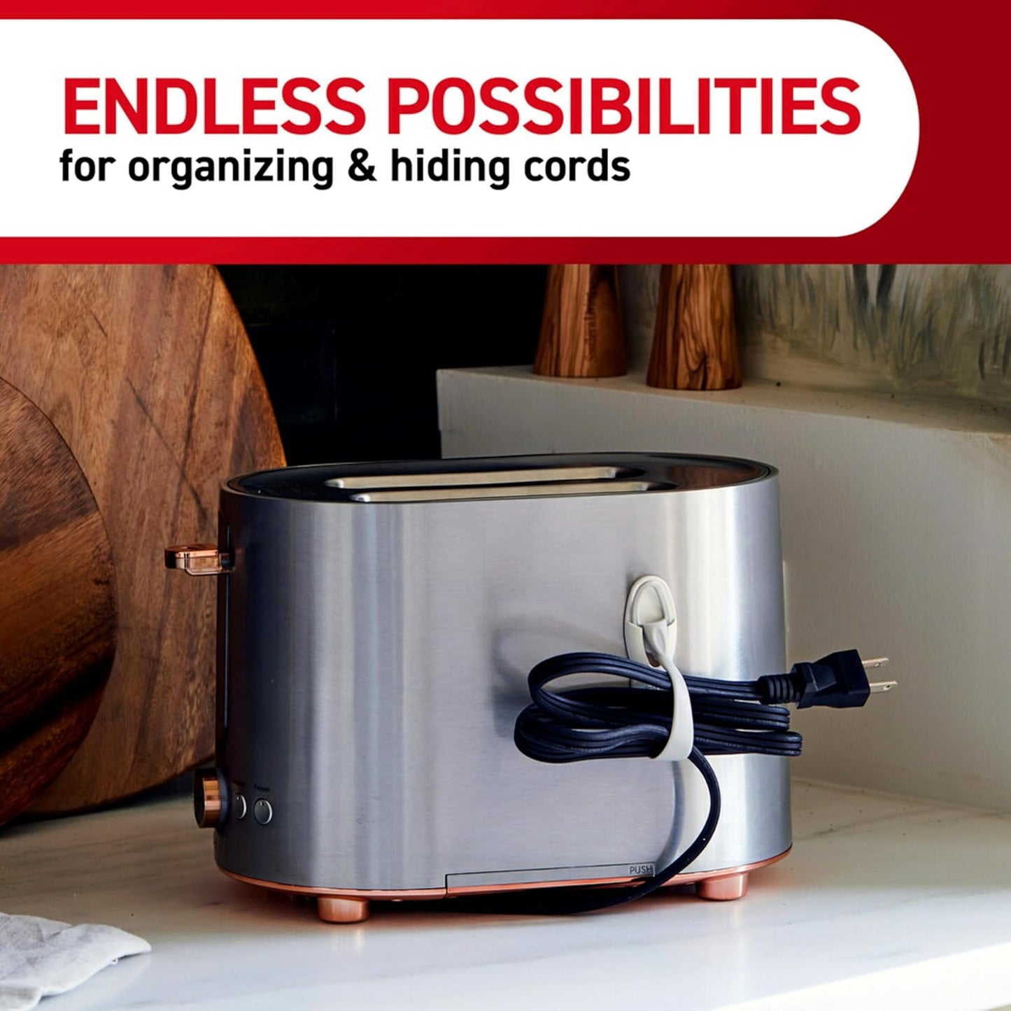 Command Cord Bundlers, Plastic, Damage-Free Organizer, No Tools for Electrical Cables, 6 Gray Bundlers and 12 Strips