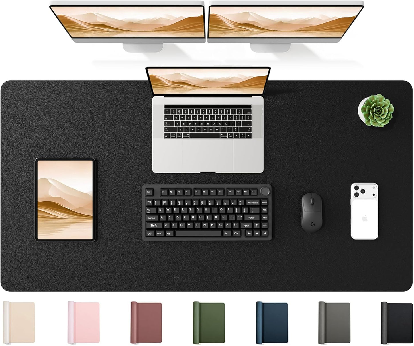 YSAGi 35.4" x 17" Large PU Leather Desk Mat for Keyboard and Mouse - Waterproof Non-Slip Desk Pad Protector for Office, Home, Writing Desk, Black