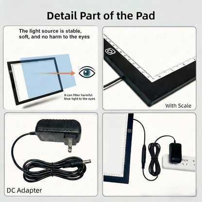 A2 Extra Large Tracing LED Light Pad for Diamond Art, Sketching, Painting - Adjustable Brightness, Sketching, Tracing - USB Powered DIY Diamond Art Light Box - No mesh No dot