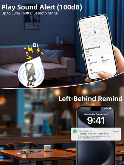 Keychain, Works with Apple Find My, Heavy Duty Key Chains Carabiner Bottle Opener, Car Key Finder with GPS Tracker, Rechargeable Bluetooth Key FinderTracker for Luggage, Bags, Backpack etc, Black