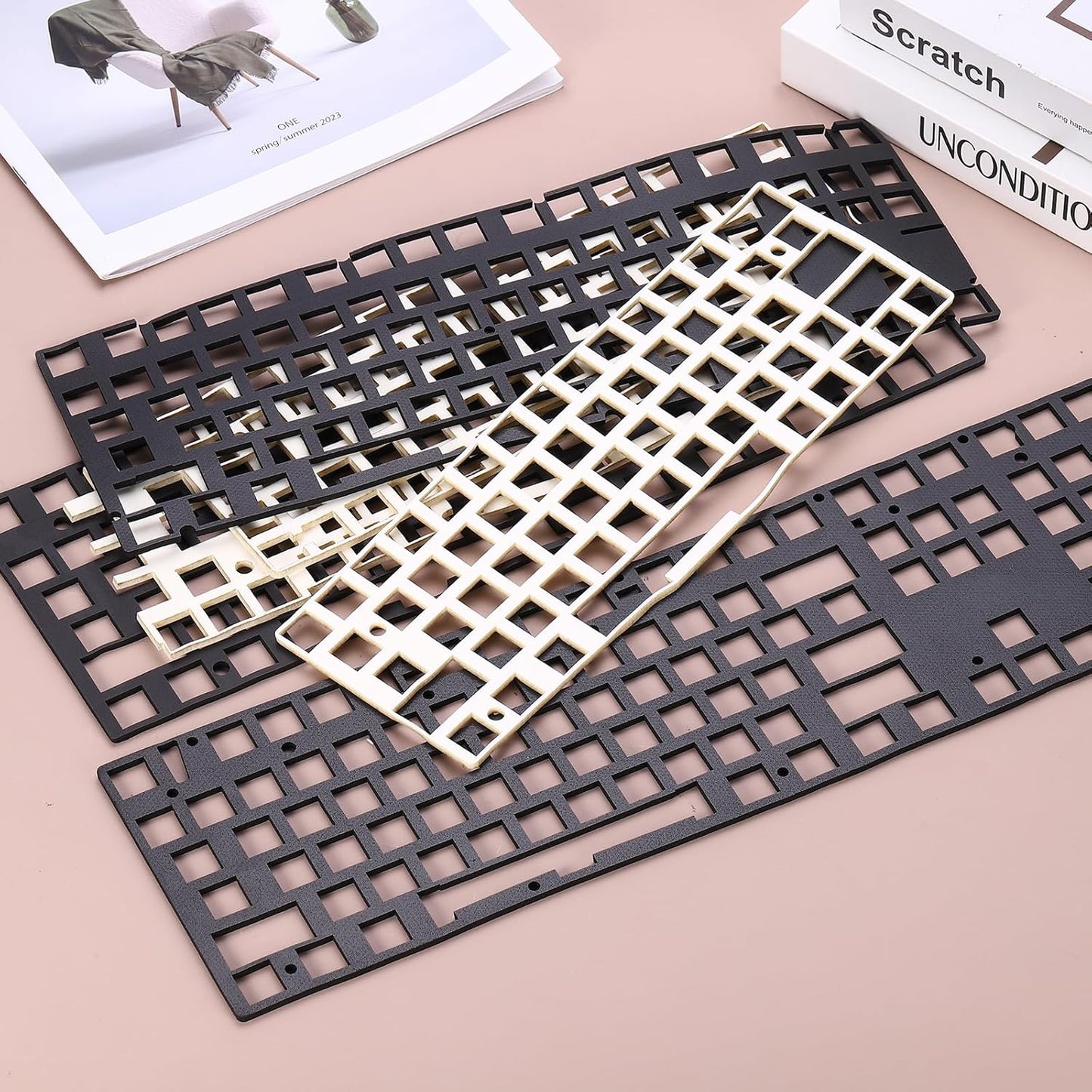 PATIKIL 5 x 17 Inch Keyboard Foam, 2Pcs 104/108 Layout Keyboard Sound Dampening Foam Pad Gasket Switches Dampener for Mechanical Key Boards, Black/White