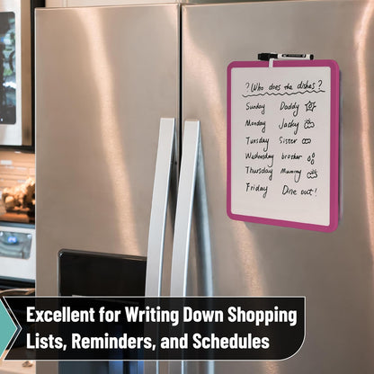 Mr. Pen- Dry Erase Board, 14” x 11” with a Black Dry Erase Marker, White Frame, Small Mini White Board for Students, Fridge, Wall, Locker, Includes Double Sided Tapes