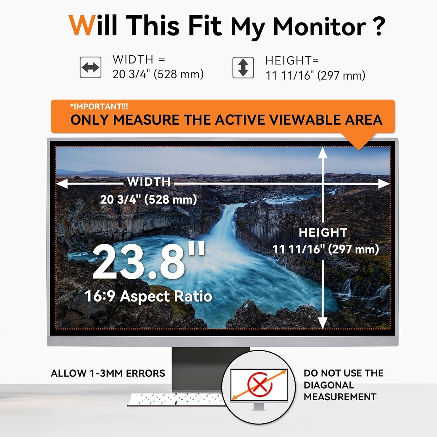 Mamol 34 Inch Curved Computer Privacy Screen Filter for 21:9 Aspect Ratio Widescreen Monitor - Anti Glare Blue Light Filter, Removable Computer Monitor Privacy Shield, Anti-Scratch Screen Protector