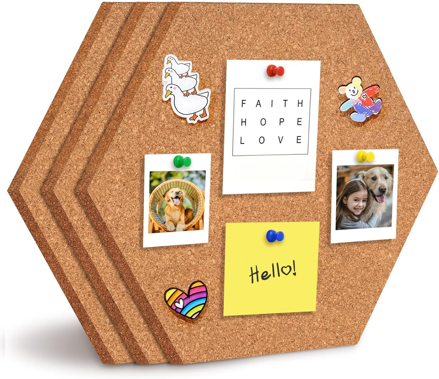 6 Pack Corkboard Strips for Walls, Self Adhesive Thick Cork Board Strips, Peel and Stick Cork Board with 50 Push Pins for Paste Notes, Photos, Schedules